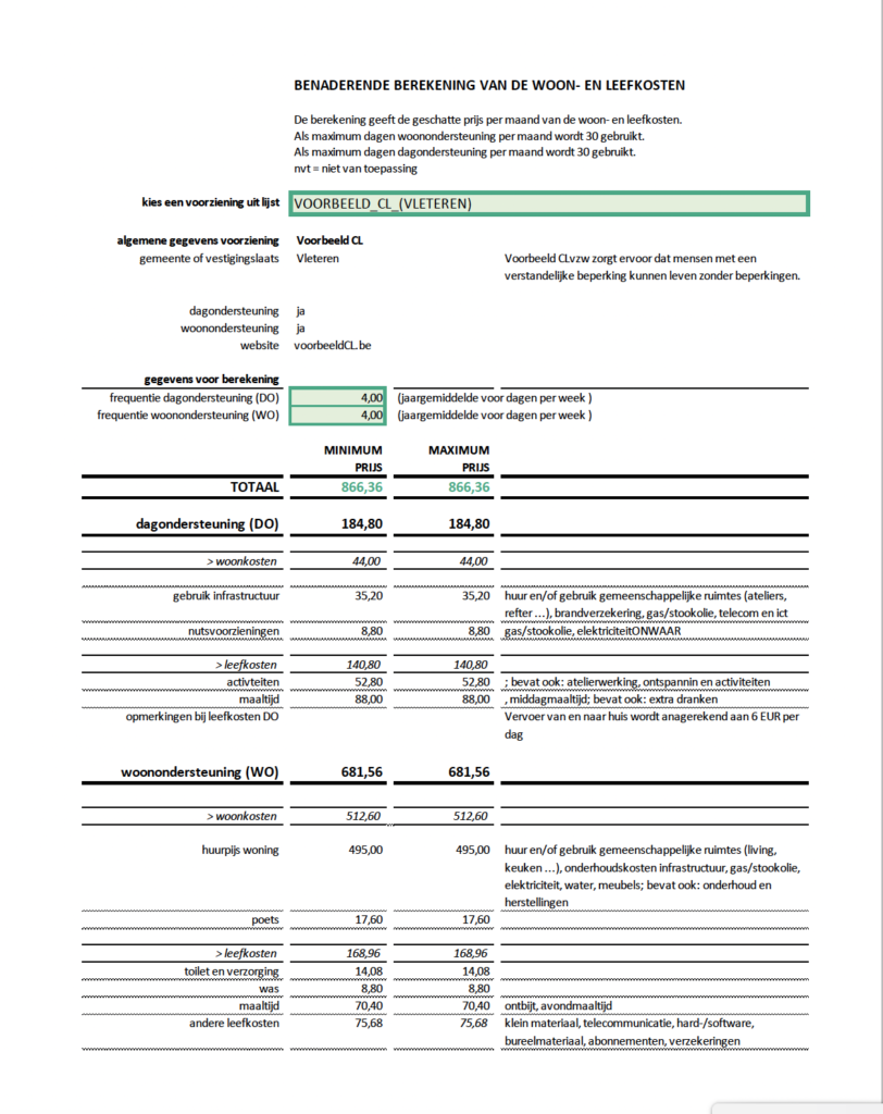 woon- en leefkosten - protype tool